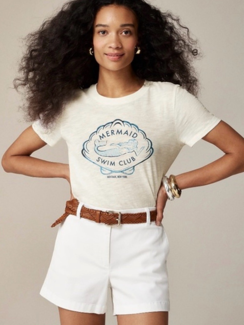 Mermaid Swim Club Graphic Tee - Cream